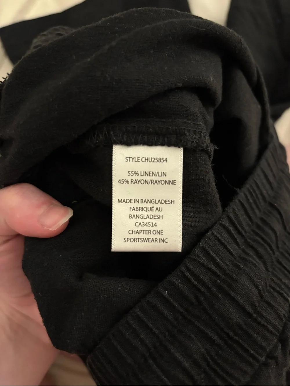 Black Wide-Leg Linen Cargo Pants with Drawstring Waist